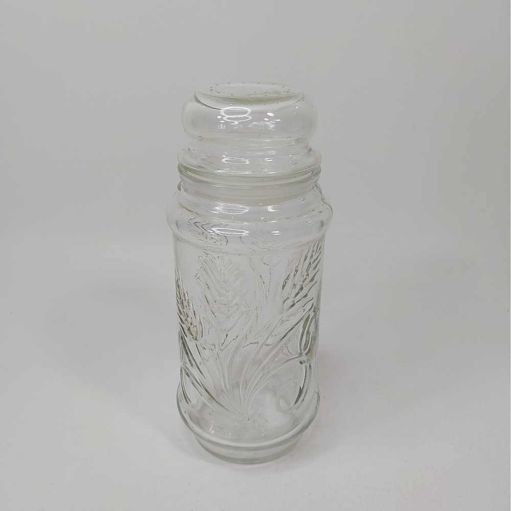 Vintage Planters Mr. Peanut Glass Jar with Lid Canister Wheat Pattern 8"